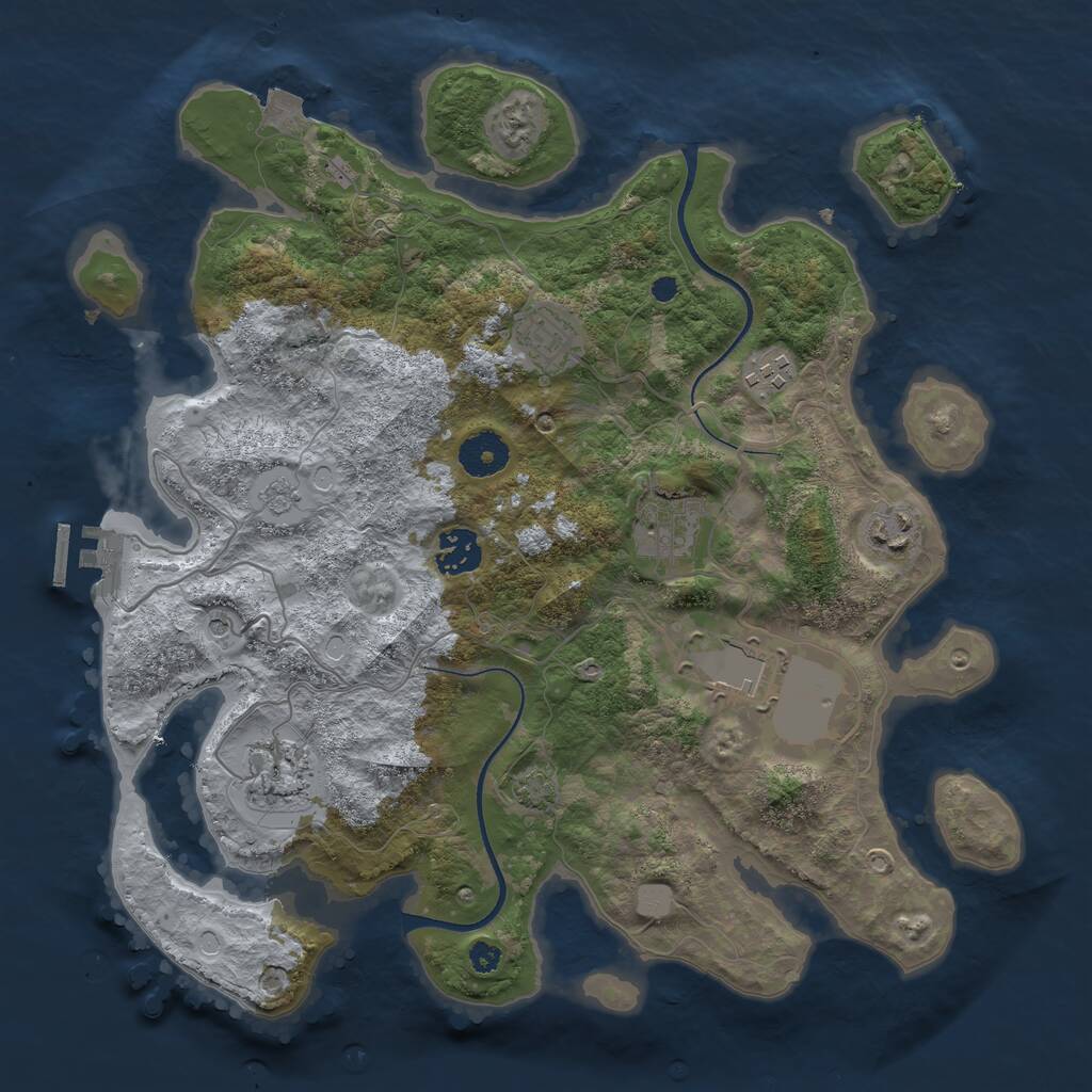 Rust Map: Procedural Map, Size: 3500, Seed: 2548749, 12 Monuments