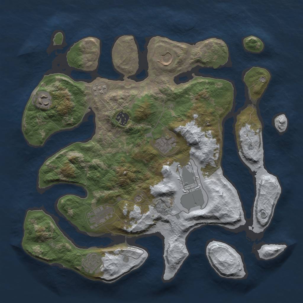 Rust Map: Barren, Size: 3500, Seed: 3167937, 11 Monuments