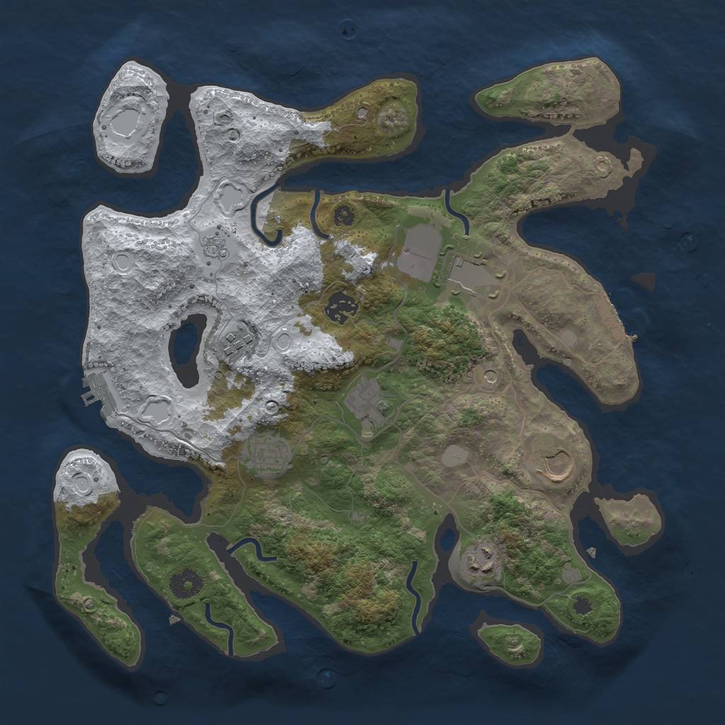 Rust Map: Procedural Map, Size: 3500, Seed: 4785847, 16 Monuments