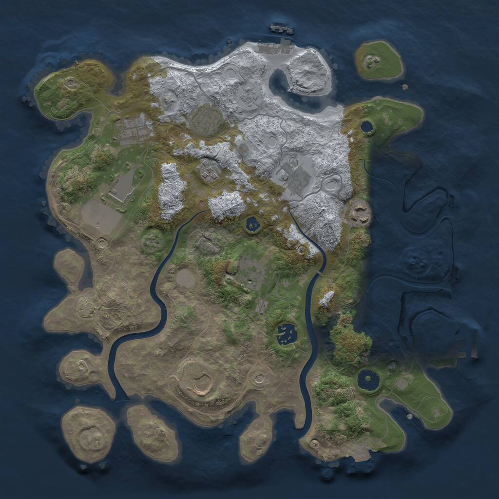 Rust Map: Procedural Map, Size: 3500, Seed: 4394830, 15 Monuments