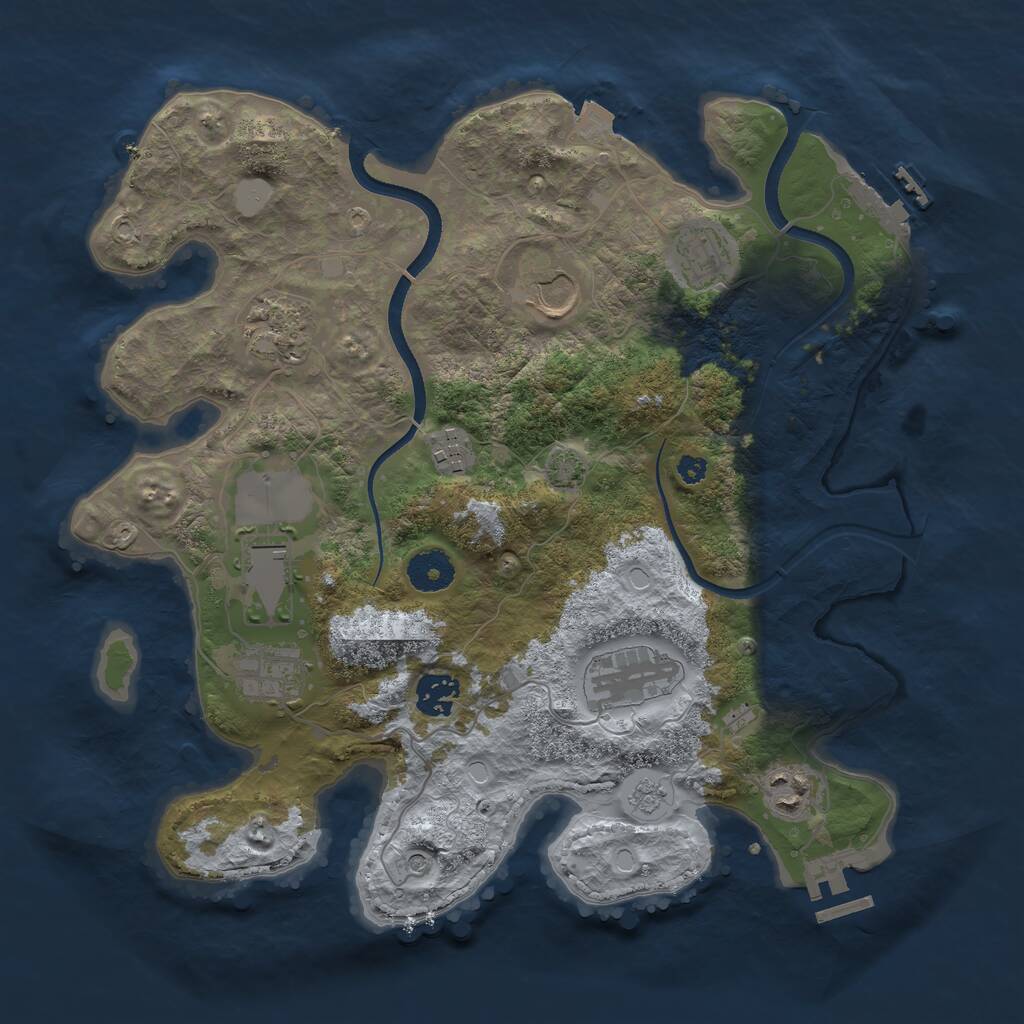 Rust Map: Procedural Map, Size: 3500, Seed: 2702595, 15 Monuments