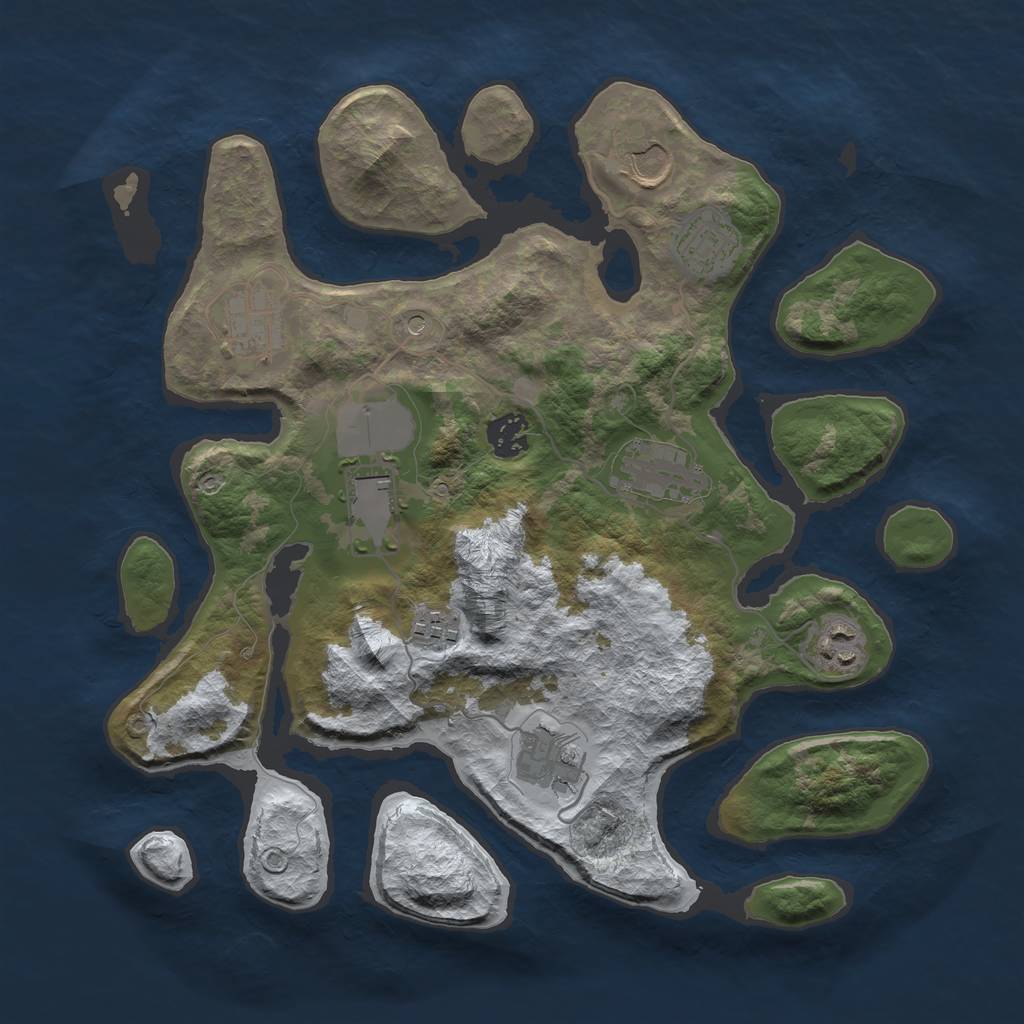 Rust Map: Barren, Size: 3500, Seed: 5191095, 12 Monuments