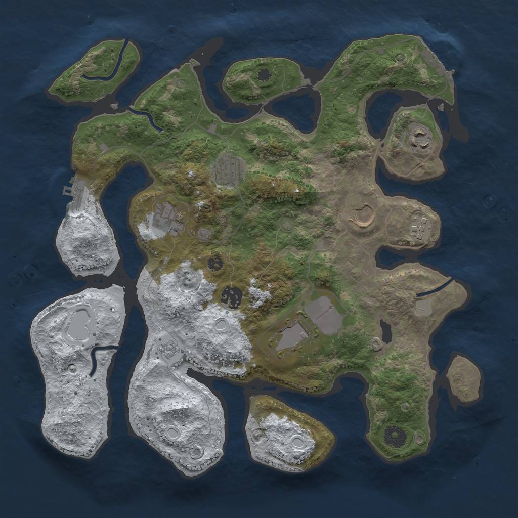 Rust Map: Procedural Map, Size: 3500, Seed: 945869, 15 Monuments