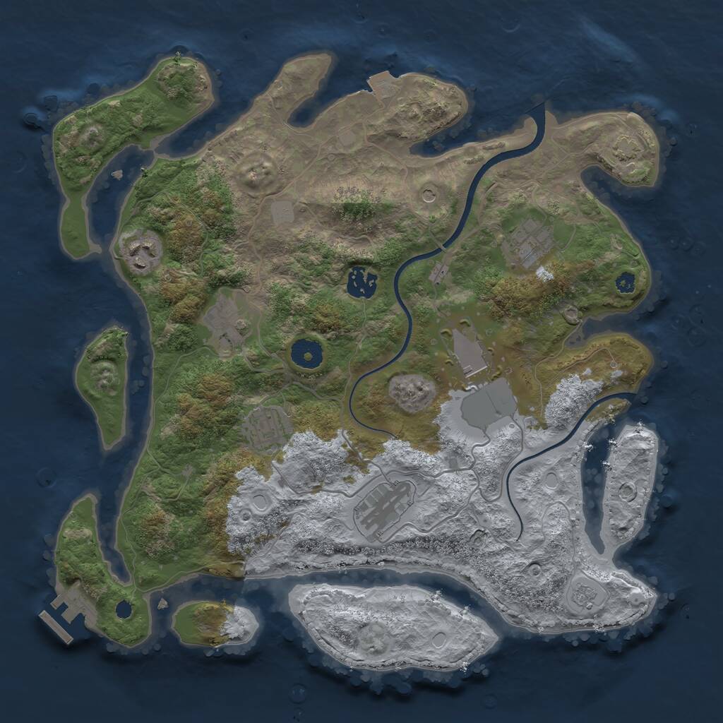 Rust Map: Procedural Map, Size: 3500, Seed: 4774266, 12 Monuments