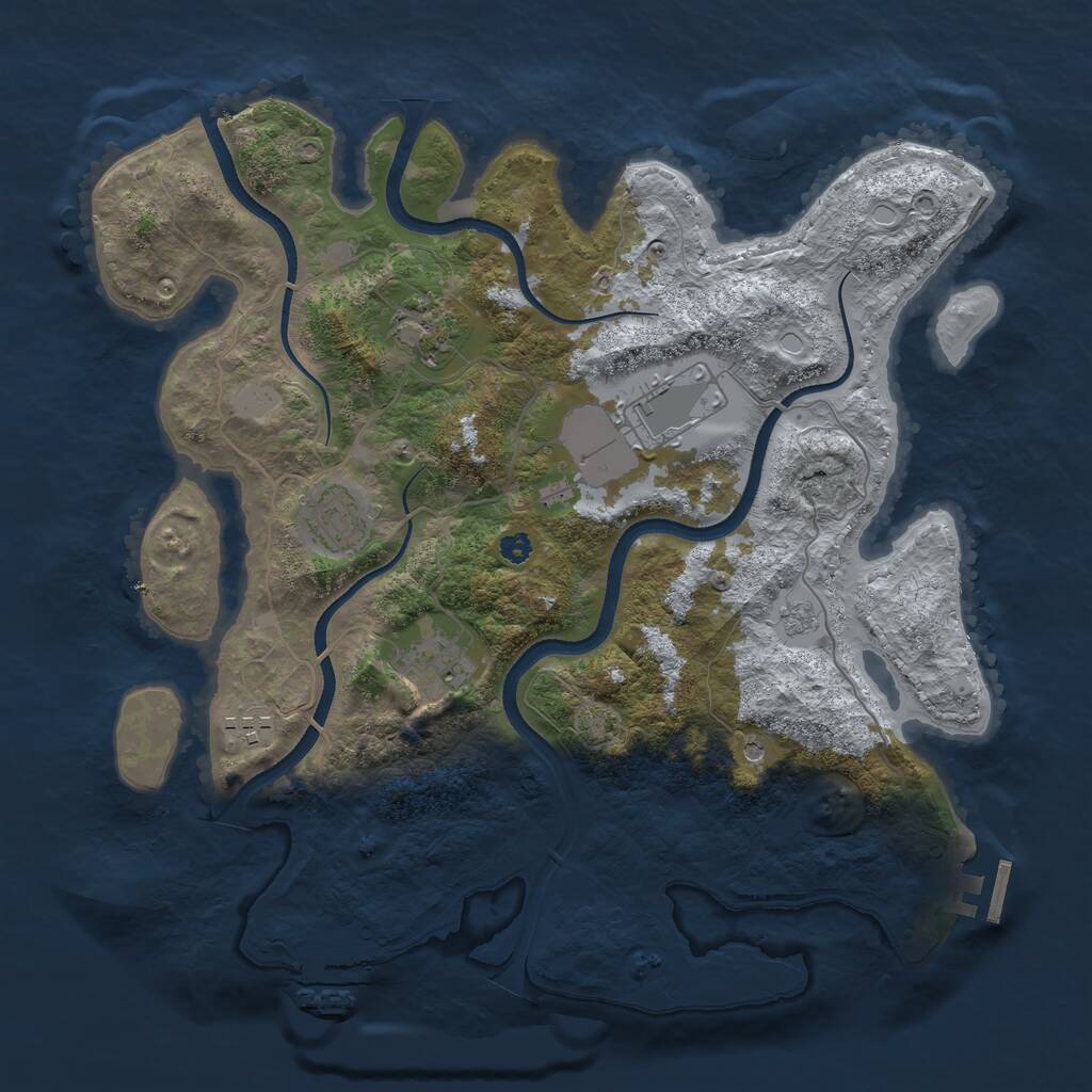 Rust Map: Procedural Map, Size: 3500, Seed: 4796104, 11 Monuments