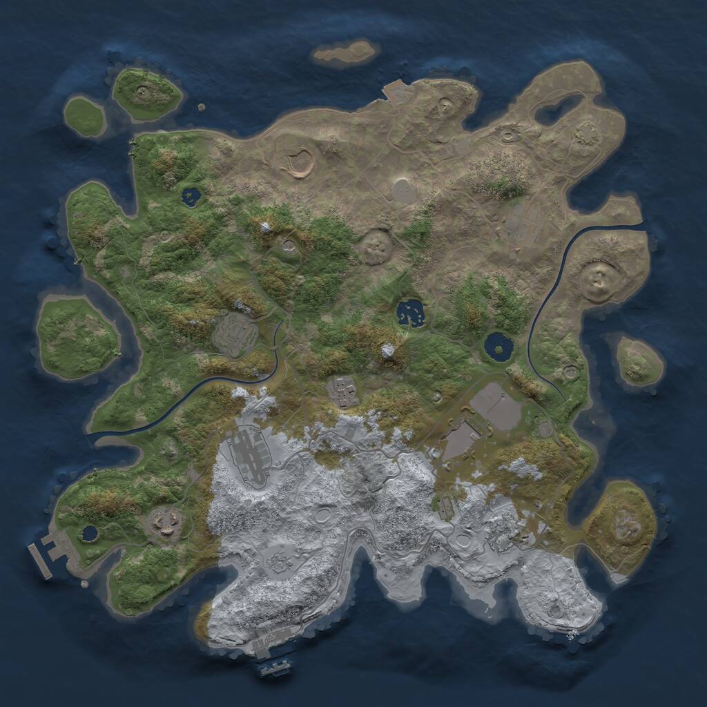 Rust Map: Procedural Map, Size: 3700, Seed: 932587436, 15 Monuments