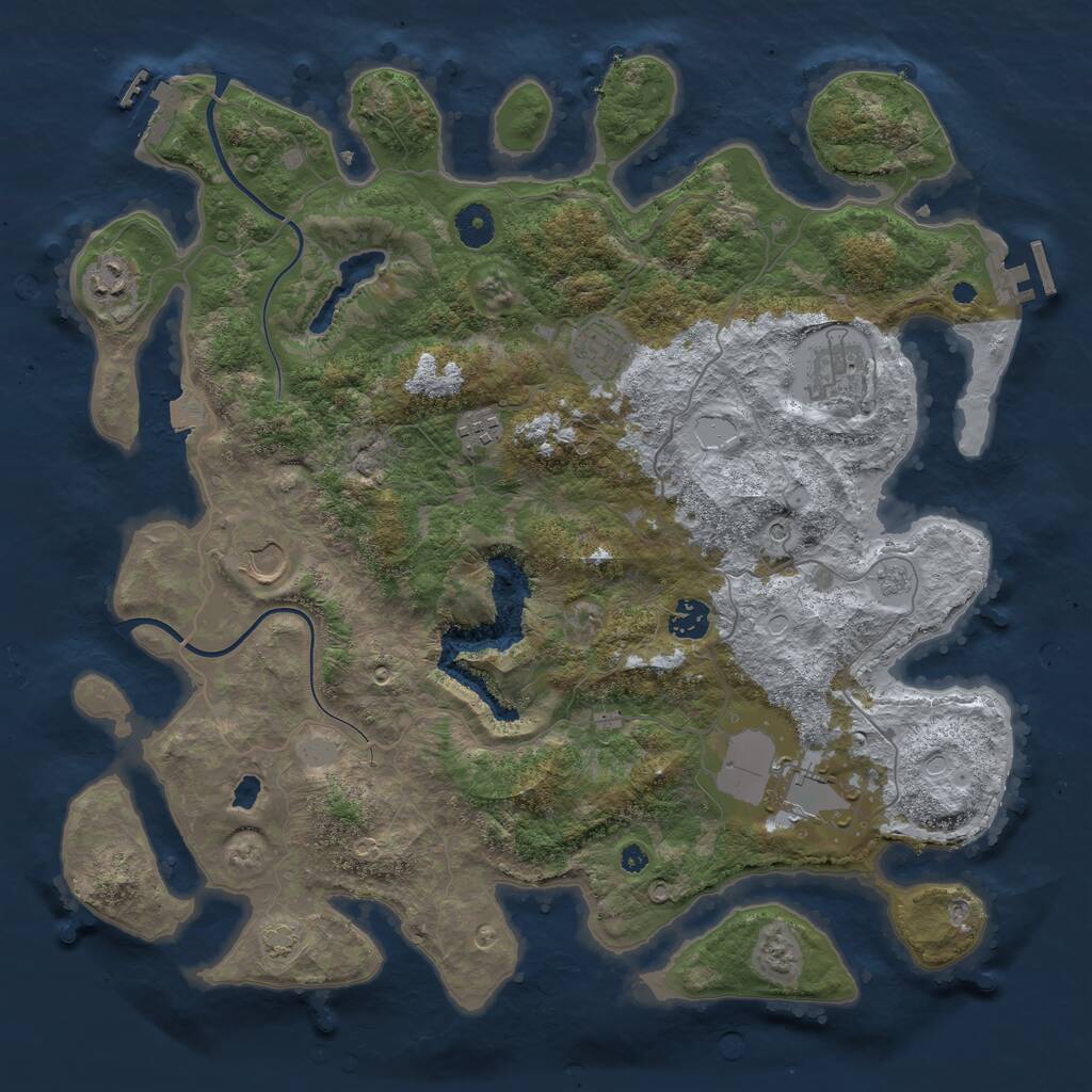 Rust Map: Procedural Map, Size: 4000, Seed: 558214, 13 Monuments