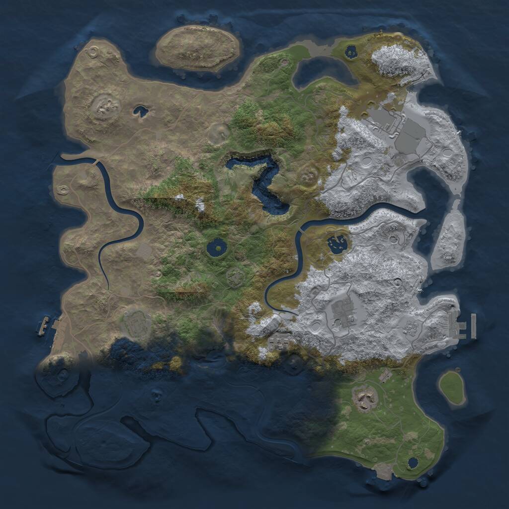 Rust Map: Procedural Map, Size: 4000, Seed: 1041724, 12 Monuments