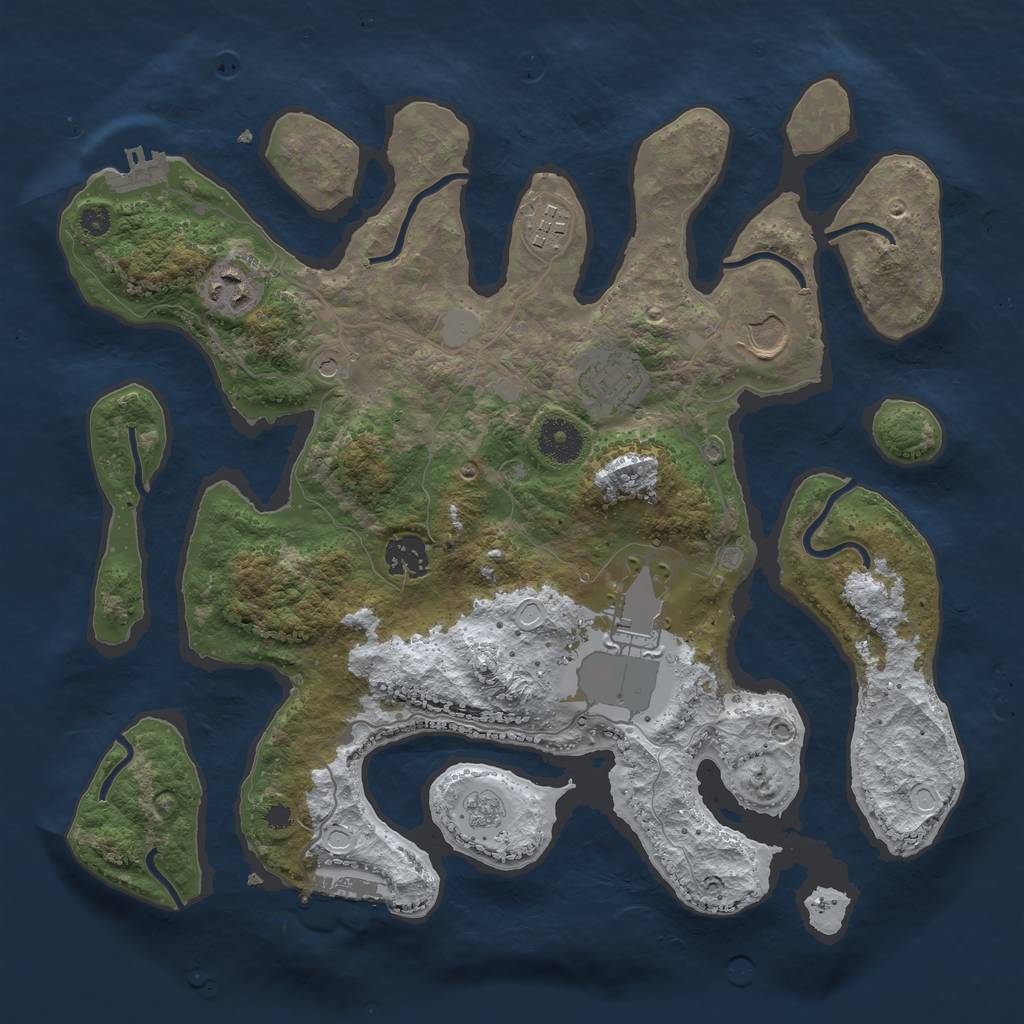 Rust Map: Procedural Map, Size: 3500, Seed: 4764655, 15 Monuments