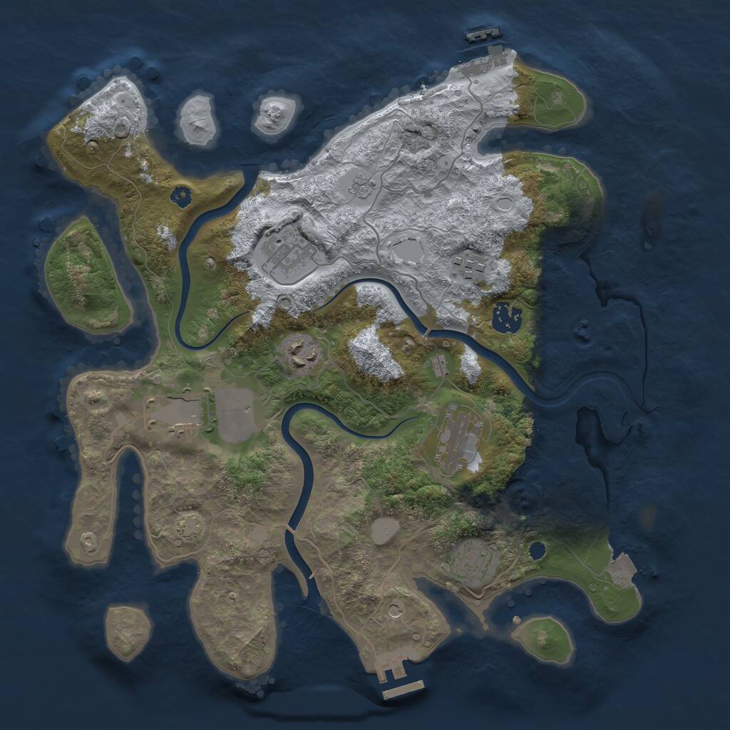 Rust Map: Procedural Map, Size: 3500, Seed: 2599441, 13 Monuments