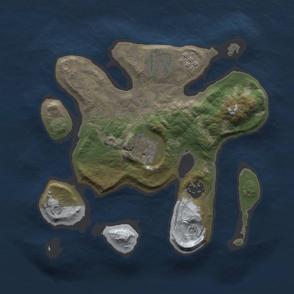 Rust Map: Barren, Size: 2500, Seed: 3248775, 7 Monuments