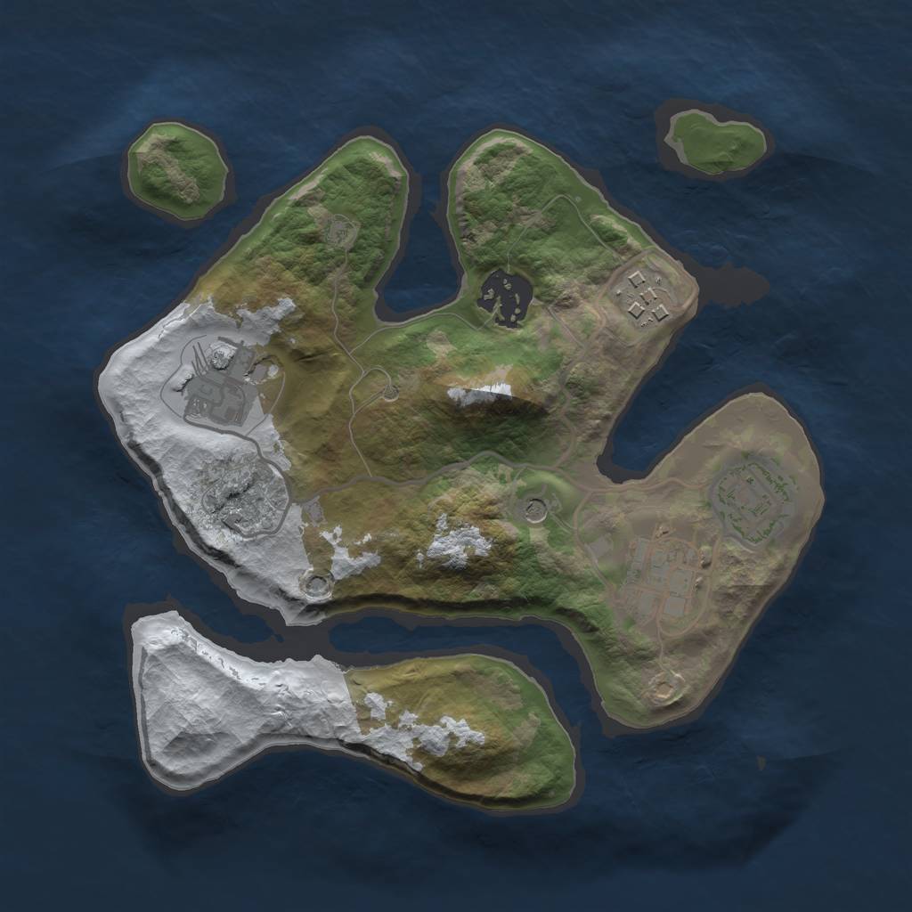 Rust Map: Barren, Size: 2500, Seed: 496984, 8 Monuments