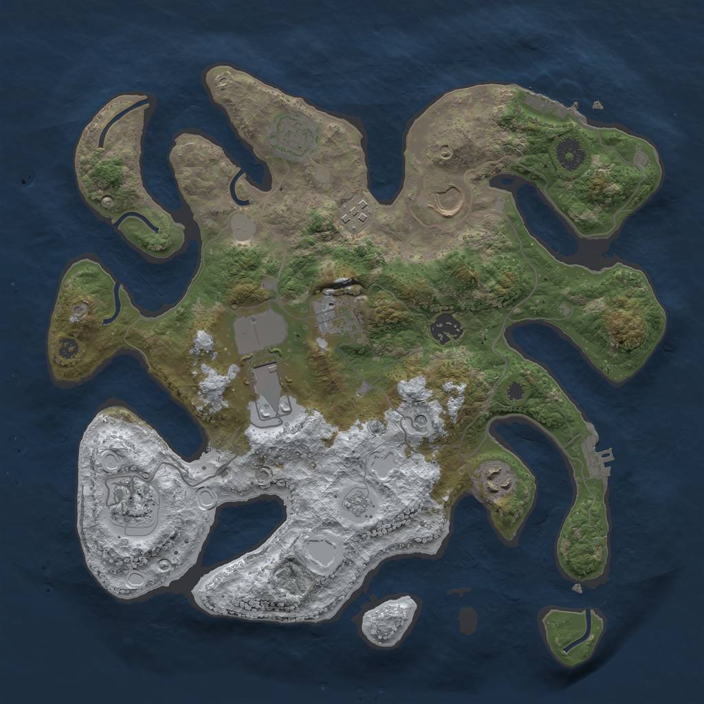 Rust Map: Procedural Map, Size: 3500, Seed: 1216671, 17 Monuments