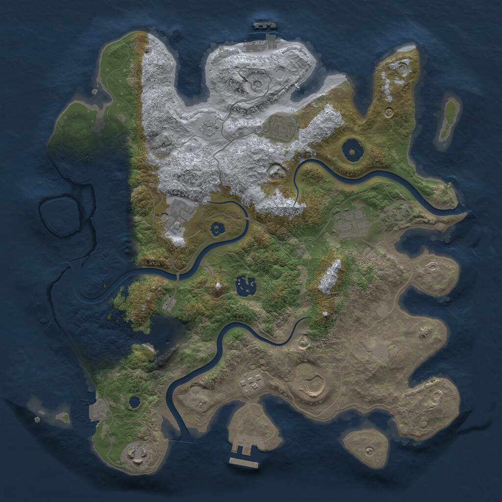 Rust Map: Procedural Map, Size: 3500, Seed: 6449160, 14 Monuments