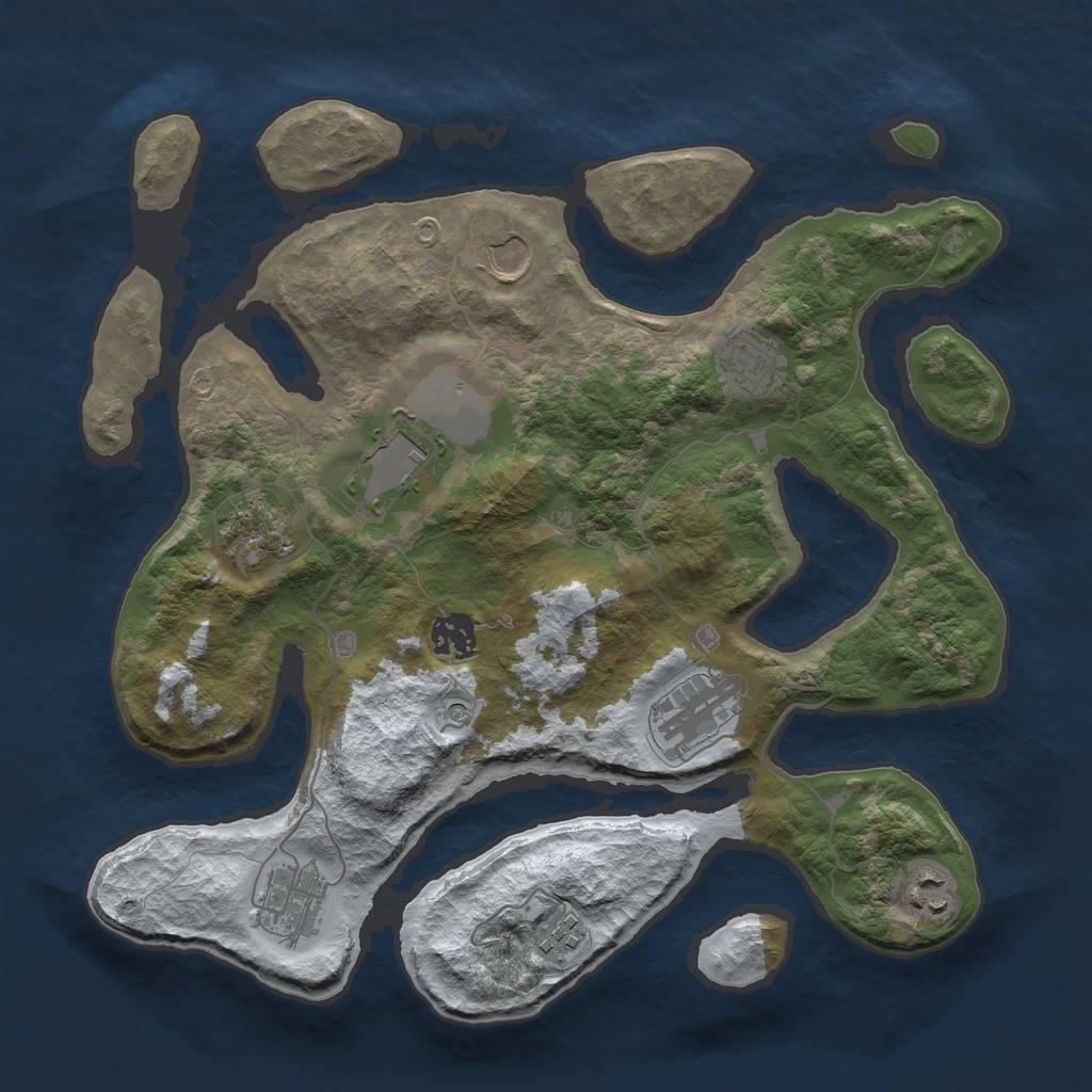 Rust Map: Barren, Size: 3500, Seed: 231302, 12 Monuments