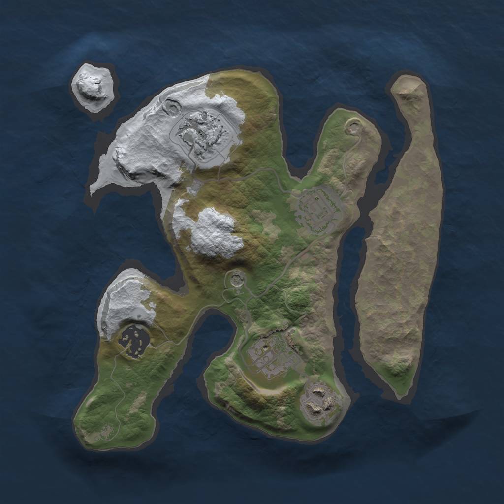 Rust Map: Barren, Size: 2500, Seed: 1190236, 8 Monuments