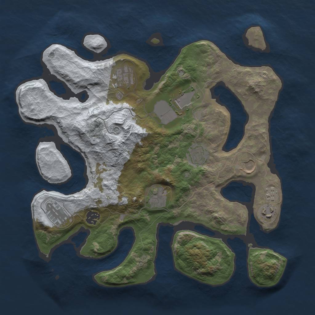 Rust Map: Barren, Size: 3500, Seed: 1723920, 12 Monuments