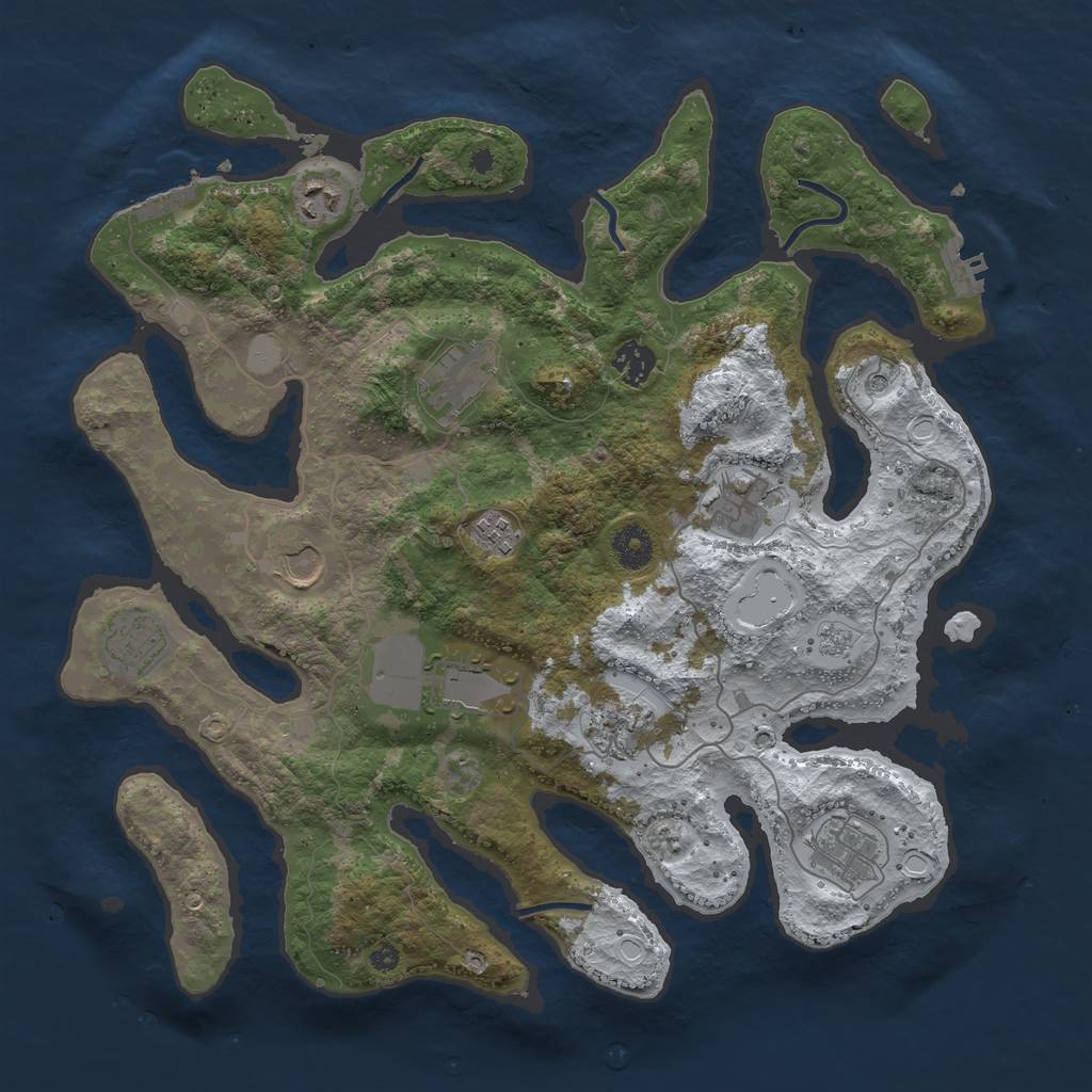 Rust Map: Procedural Map, Size: 3850, Seed: 212654587, 19 Monuments