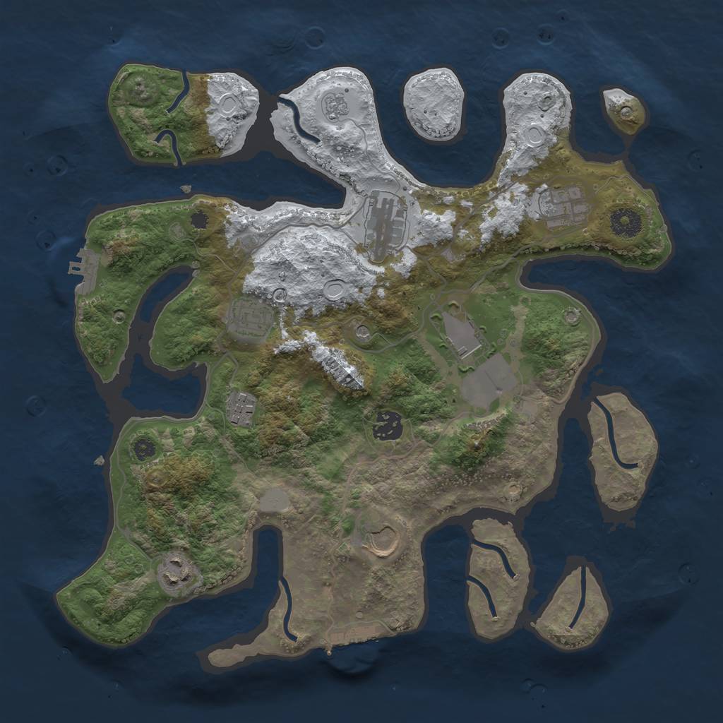 Rust Map: Procedural Map, Size: 3500, Seed: 1334430, 17 Monuments