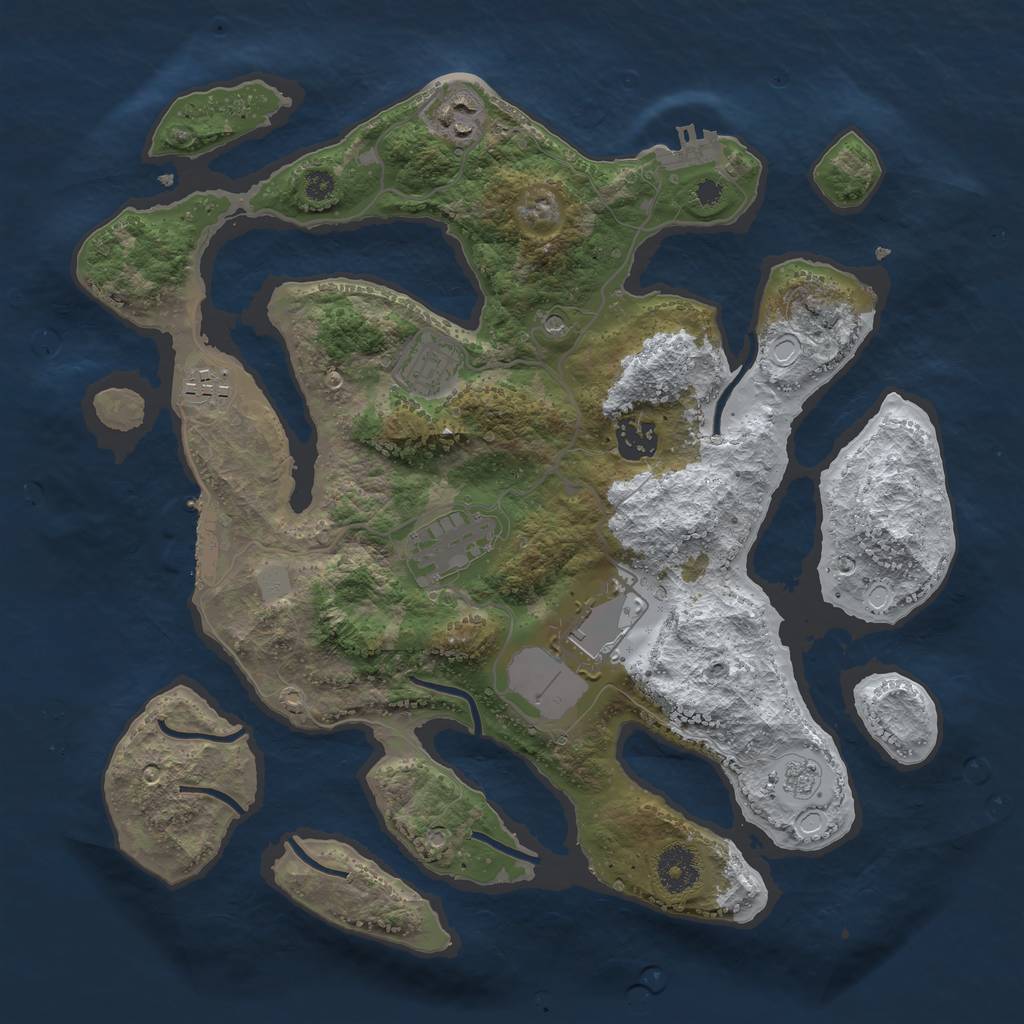 Rust Map: Procedural Map, Size: 3500, Seed: 3988851, 15 Monuments