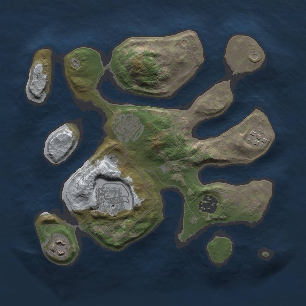 Rust Map: Barren, Size: 2500, Seed: 318397, 8 Monuments