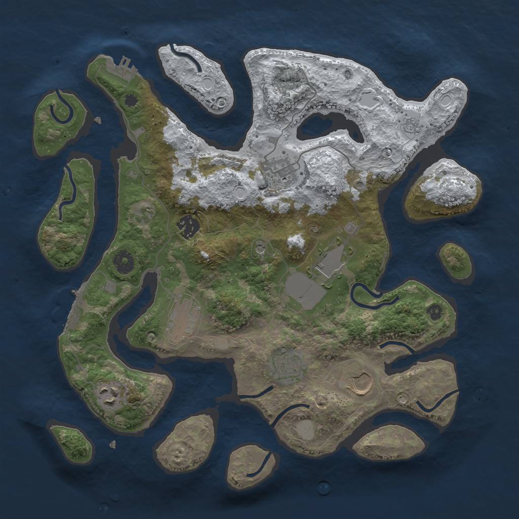 Rust Map: Procedural Map, Size: 3500, Seed: 6358379, 16 Monuments