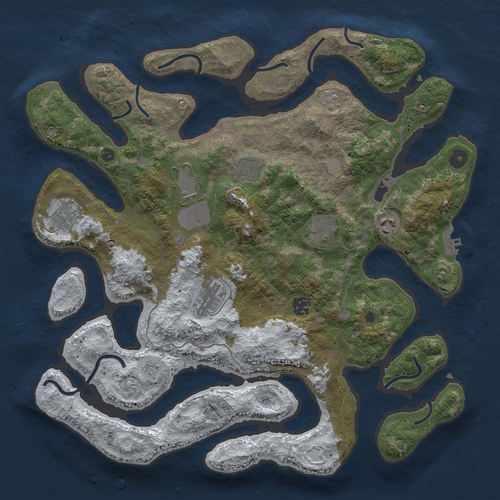 Rust Map: Procedural Map, Size: 4000, Seed: 2602372, 16 Monuments