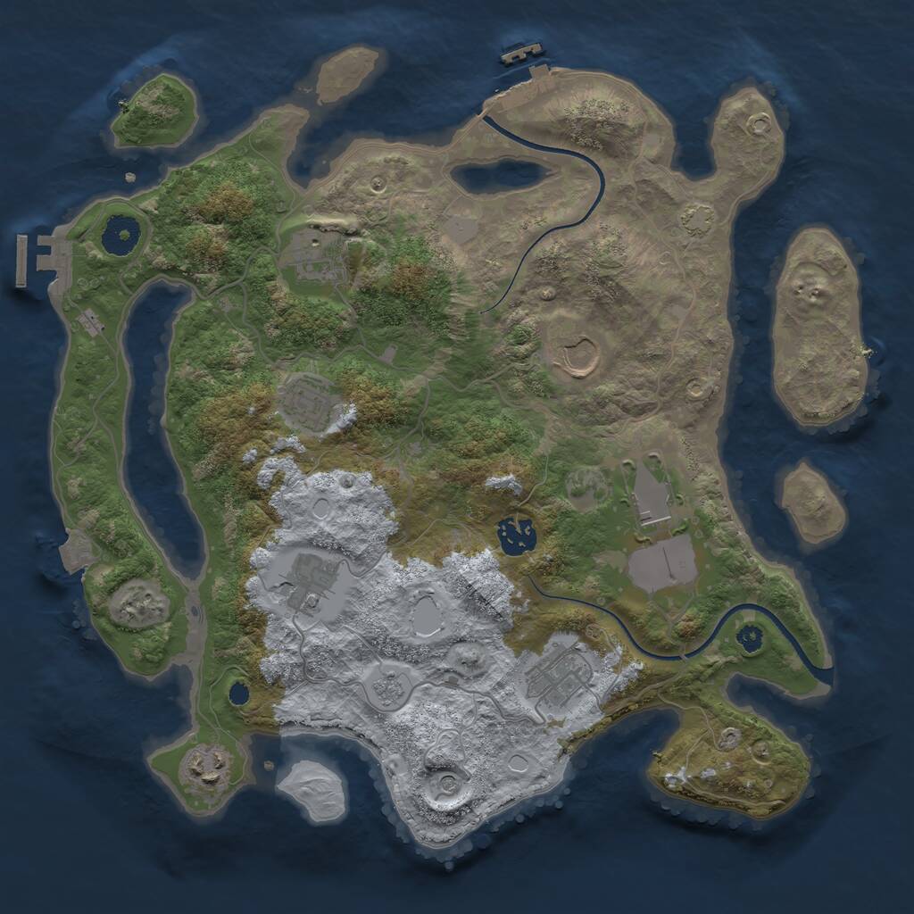 Rust Map: Procedural Map, Size: 3500, Seed: 4745025, 14 Monuments