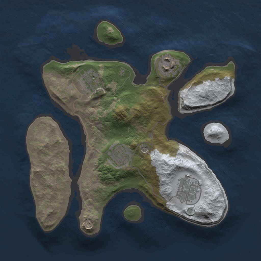 Rust Map: Barren, Size: 2500, Seed: 3245348, 7 Monuments