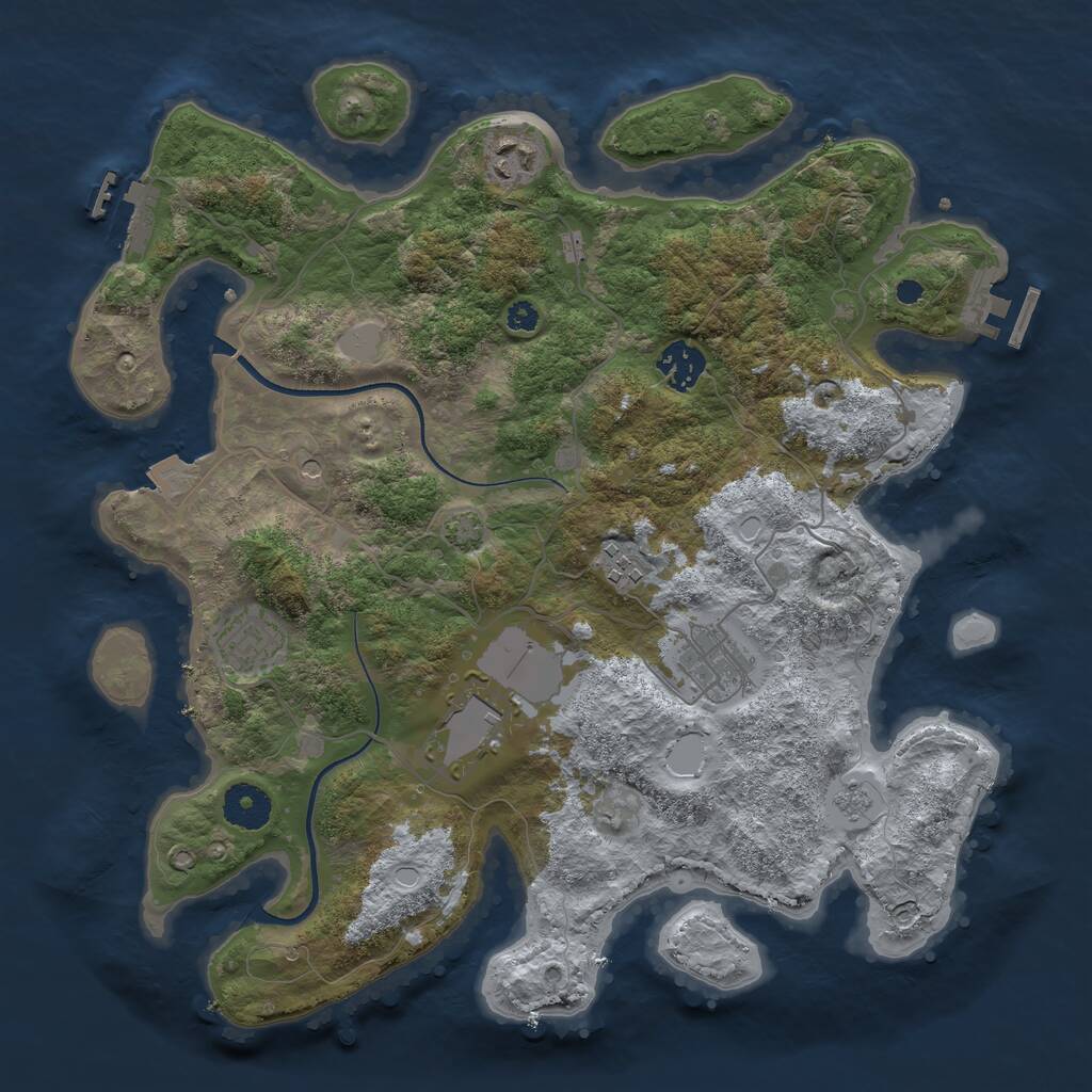 Rust Map: Procedural Map, Size: 3500, Seed: 2600047, 12 Monuments