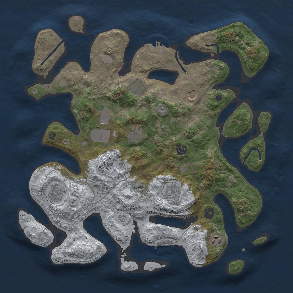 Rust Map: Procedural Map, Size: 4000, Seed: 2319878, 18 Monuments