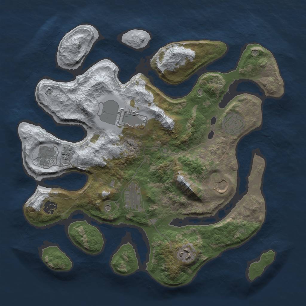 Rust Map: Barren, Size: 3500, Seed: 284742, 11 Monuments