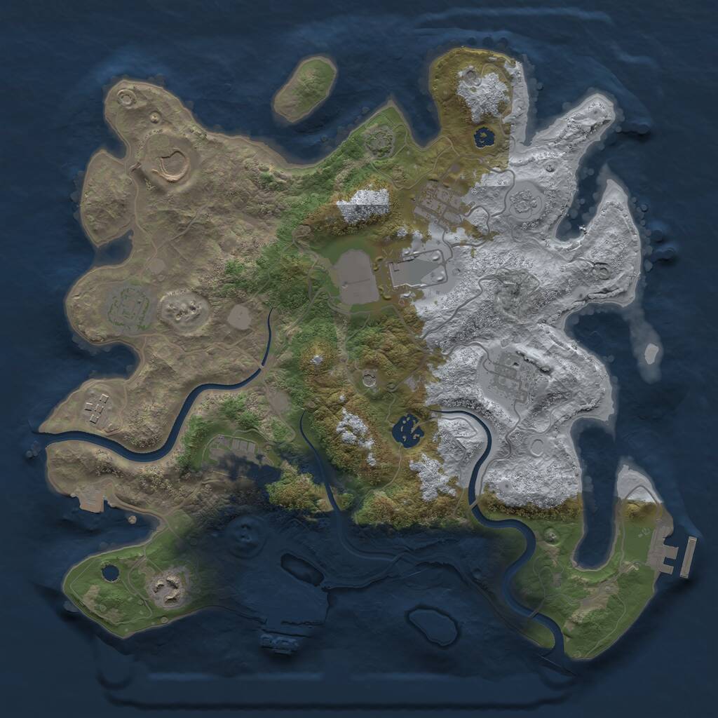 Rust Map: Procedural Map, Size: 3500, Seed: 1863332, 15 Monuments