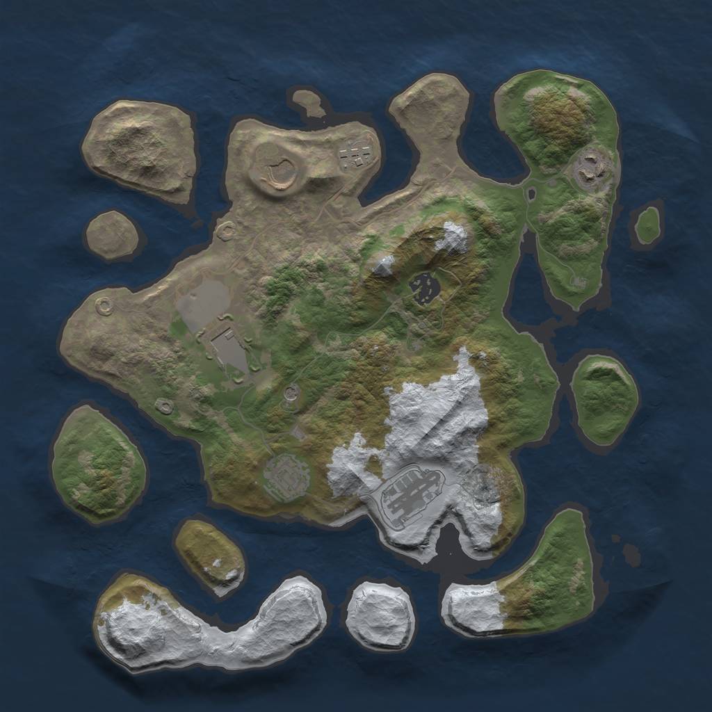 Rust Map: Barren, Size: 3500, Seed: 2844520, 10 Monuments