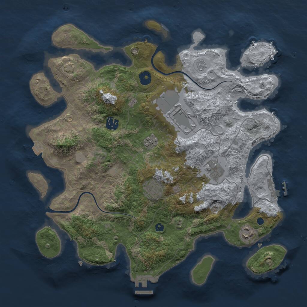 Rust Map: Procedural Map, Size: 3500, Seed: 6353215, 12 Monuments