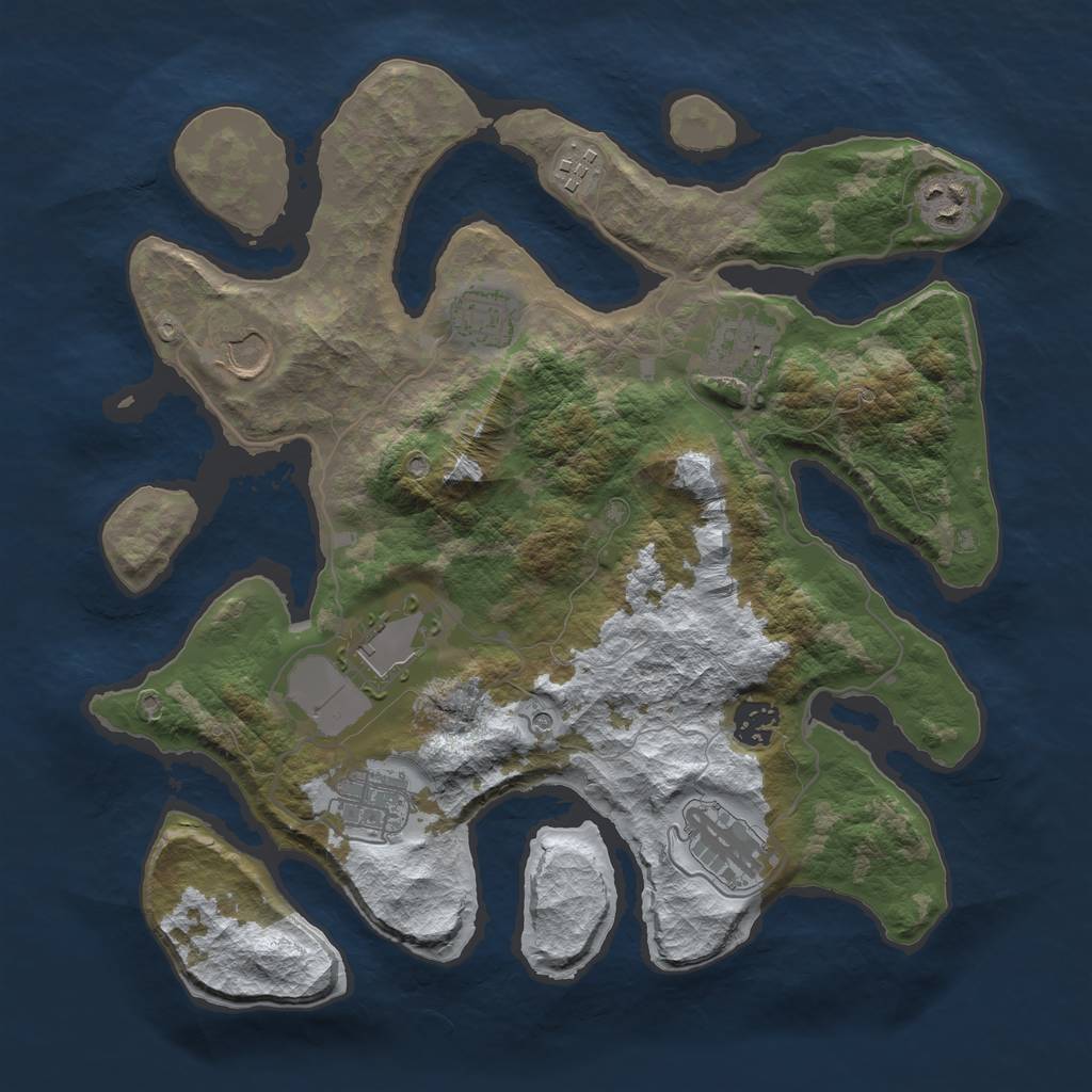 Rust Map: Barren, Size: 3500, Seed: 4170303, 12 Monuments