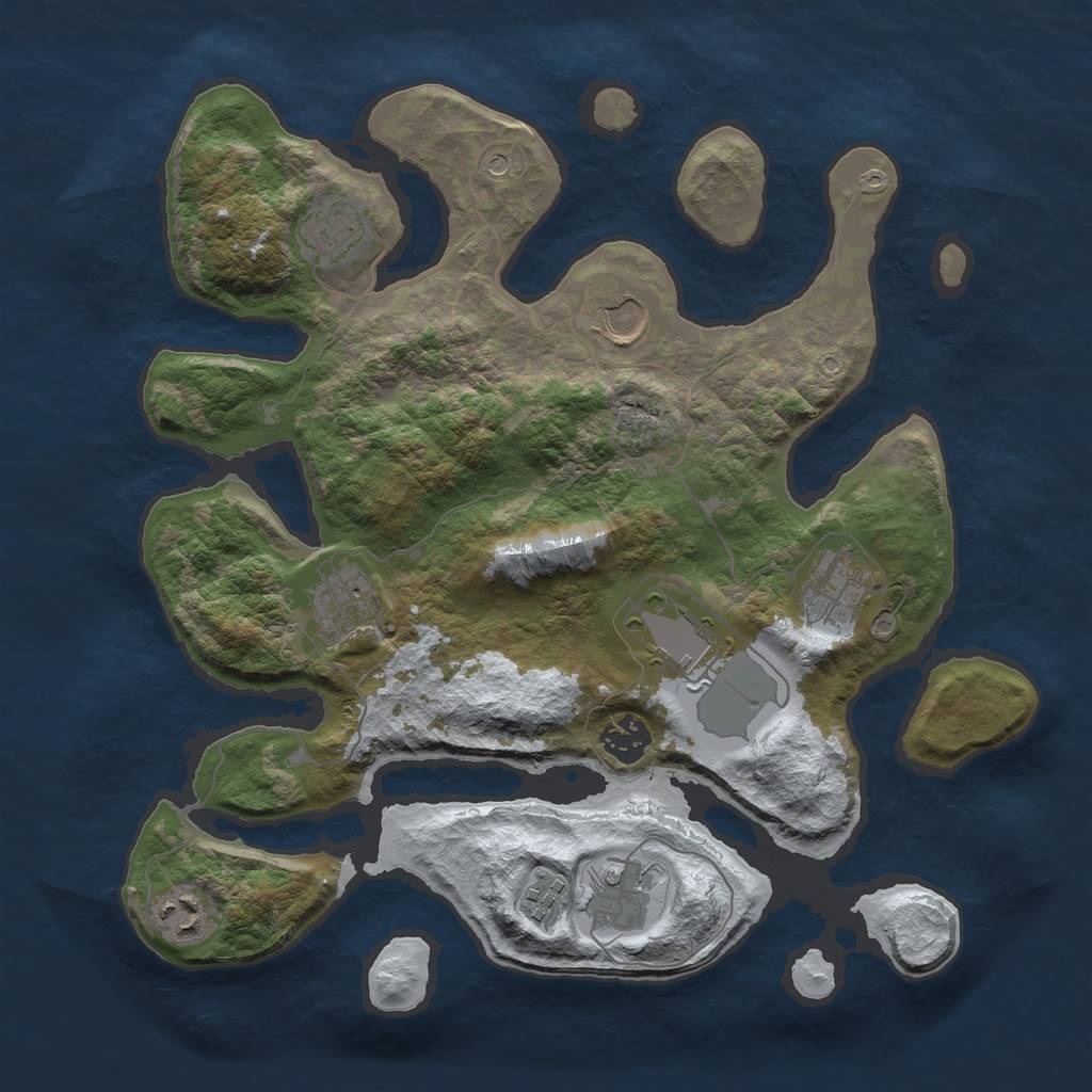 Rust Map: Barren, Size: 3500, Seed: 4903679, 12 Monuments