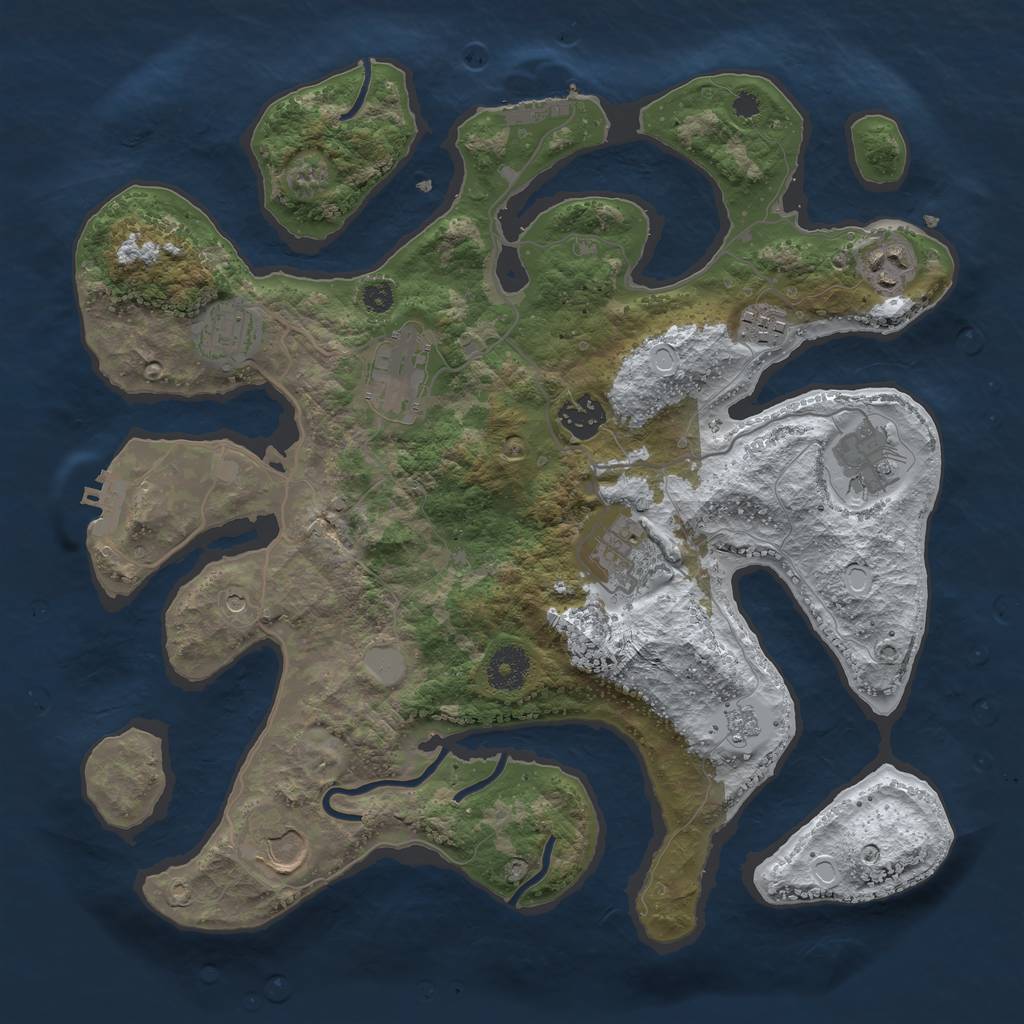 Rust Map: Procedural Map, Size: 3500, Seed: 893499, 17 Monuments