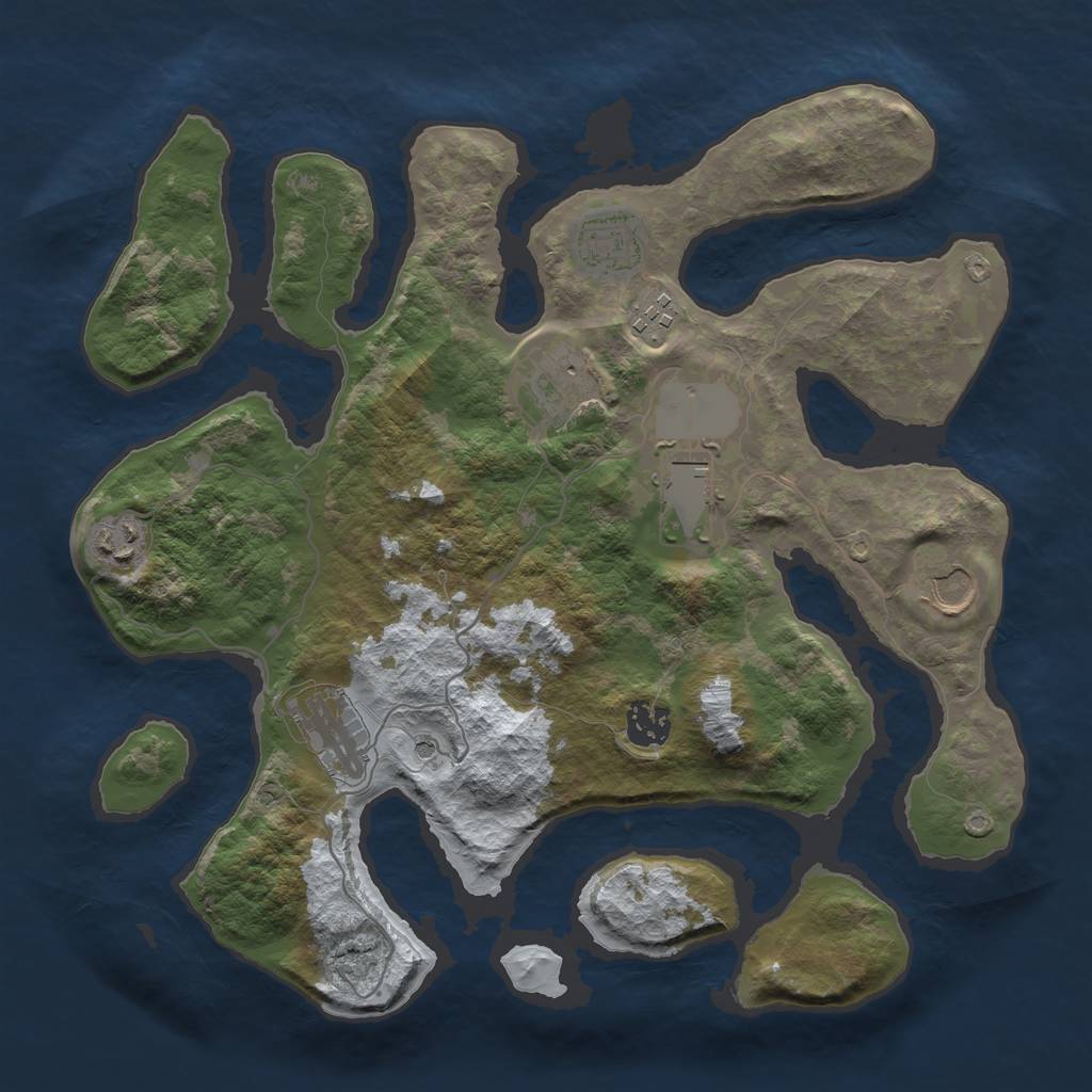 Rust Map: Barren, Size: 3500, Seed: 5187850, 11 Monuments