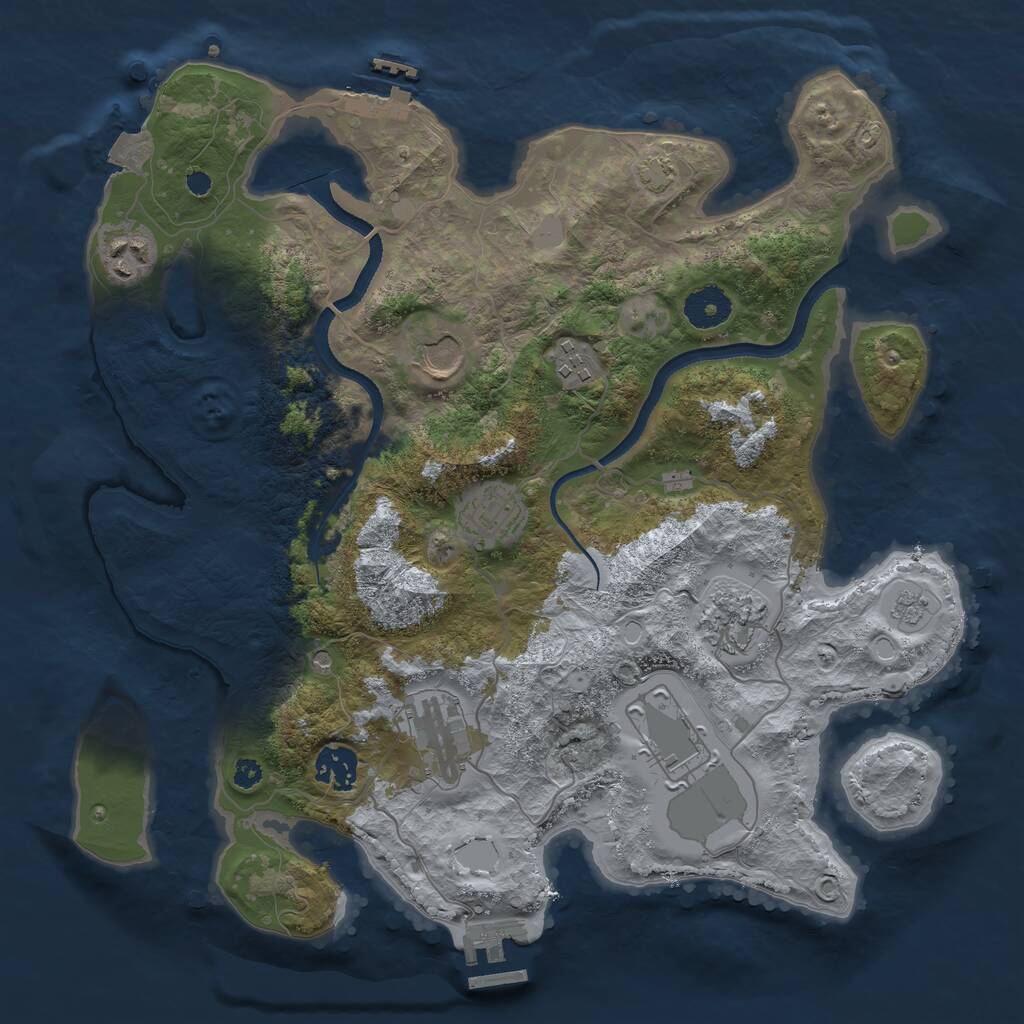 Rust Map: Procedural Map, Size: 3500, Seed: 464800, 14 Monuments