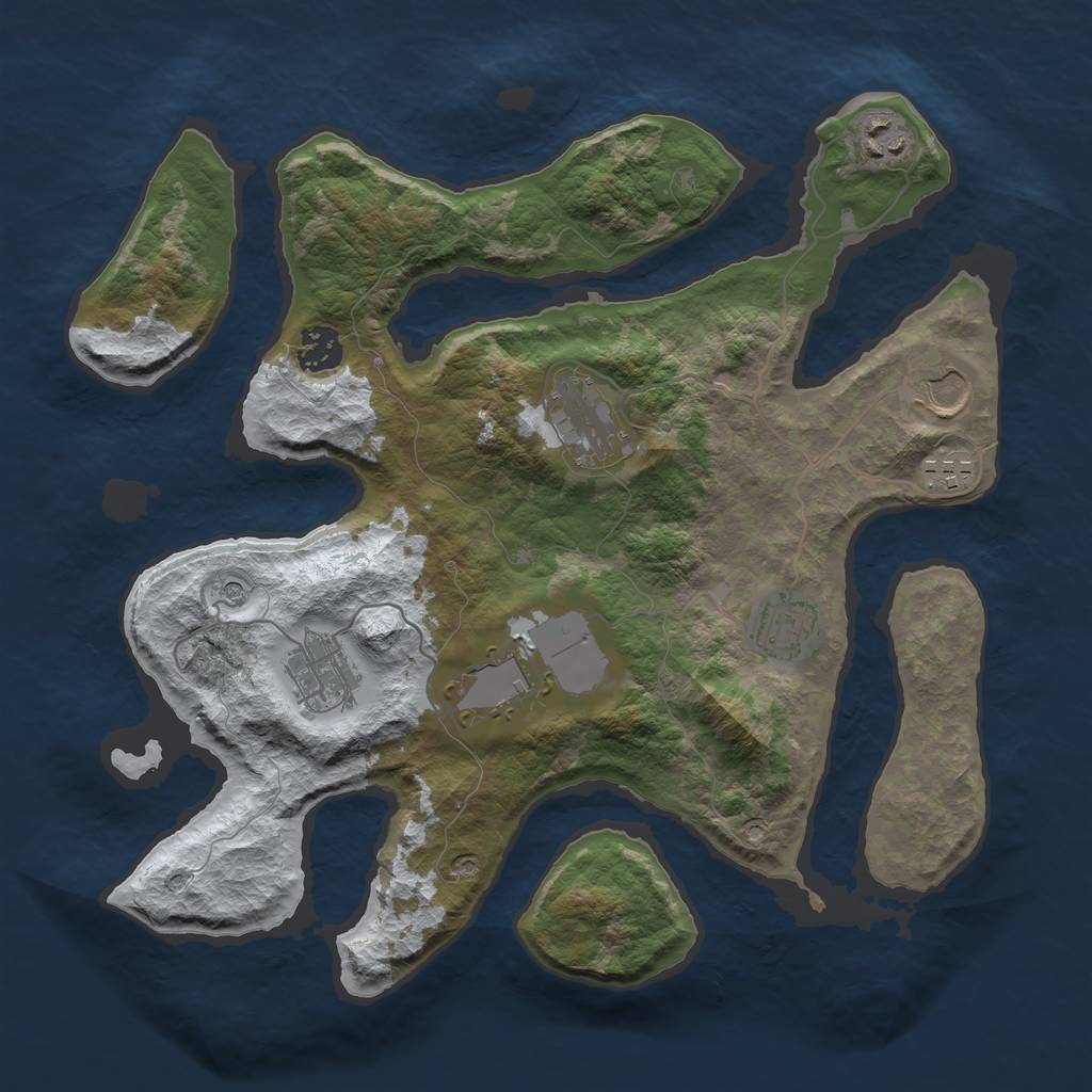 Rust Map: Barren, Size: 3500, Seed: 5012172, 11 Monuments