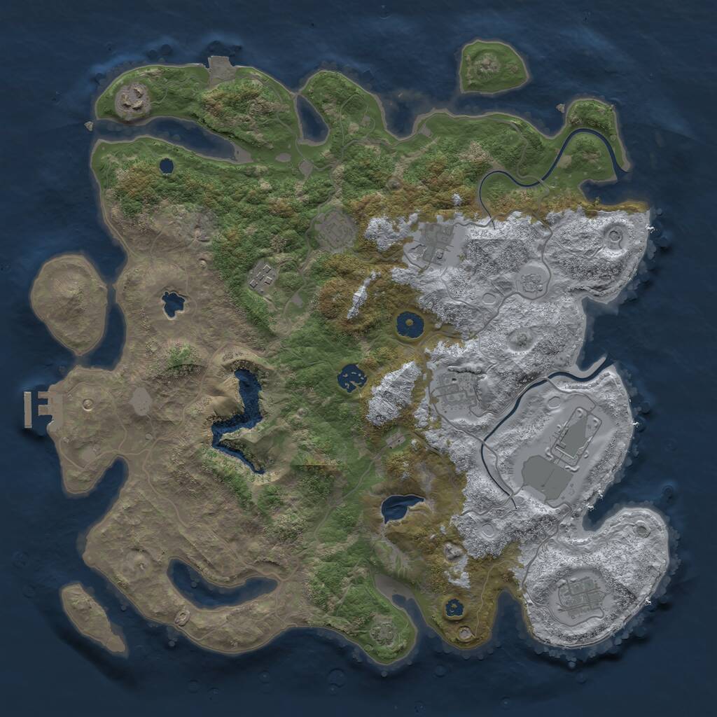 Rust Map: Procedural Map, Size: 4000, Seed: 5961182, 13 Monuments