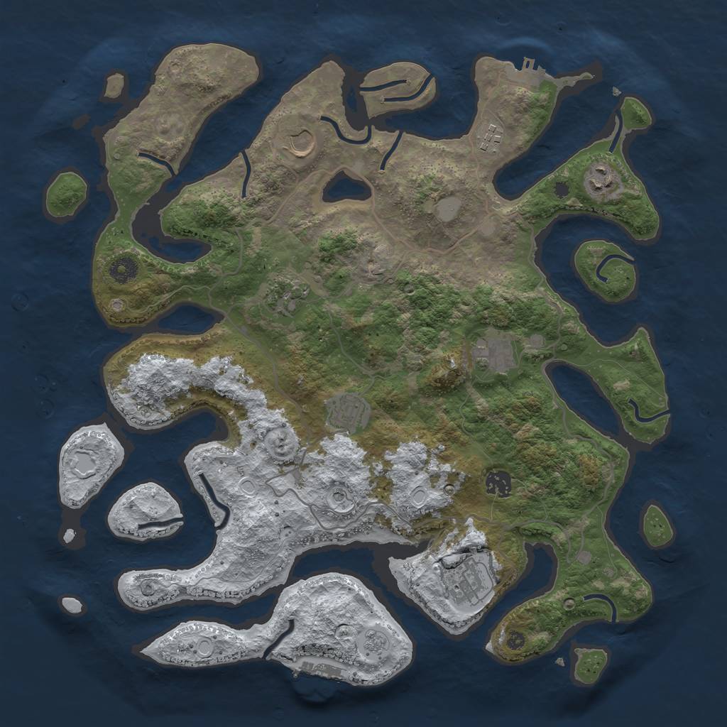 Rust Map: Procedural Map, Size: 4000, Seed: 641125, 17 Monuments