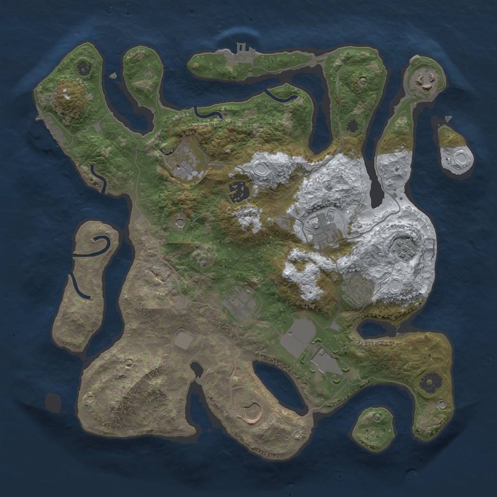 Rust Map: Procedural Map, Size: 3500, Seed: 335044, 17 Monuments