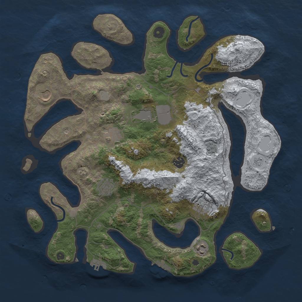 Rust Map: Procedural Map, Size: 4000, Seed: 2291446, 17 Monuments
