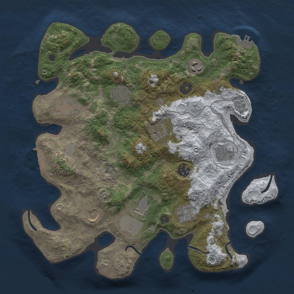 Rust Map: Procedural Map, Size: 3500, Seed: 491823, 18 Monuments