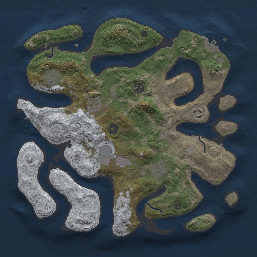 Rust Map: Procedural Map, Size: 3500, Seed: 3304986, 15 Monuments