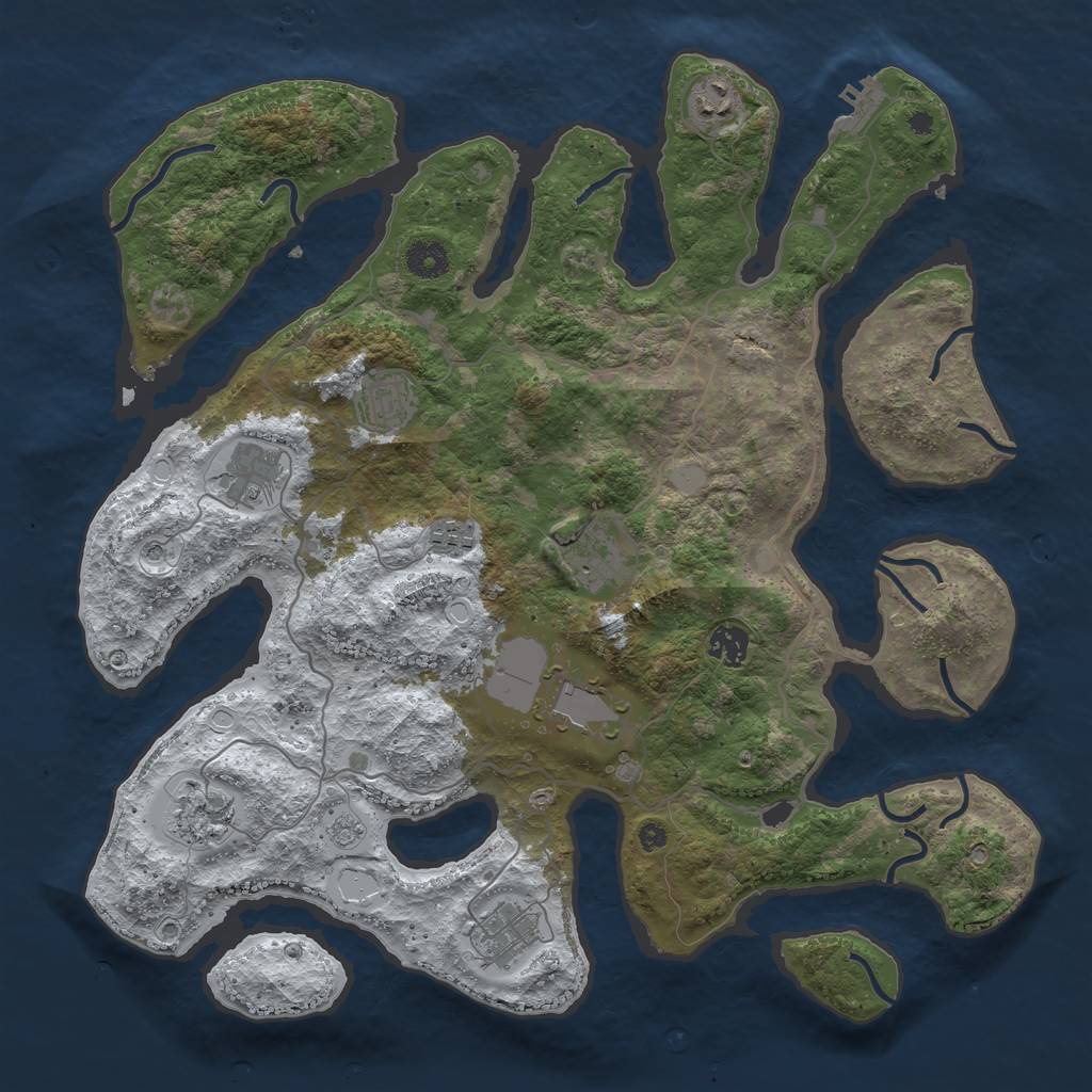 Rust Map: Procedural Map, Size: 4000, Seed: 1474934, 17 Monuments