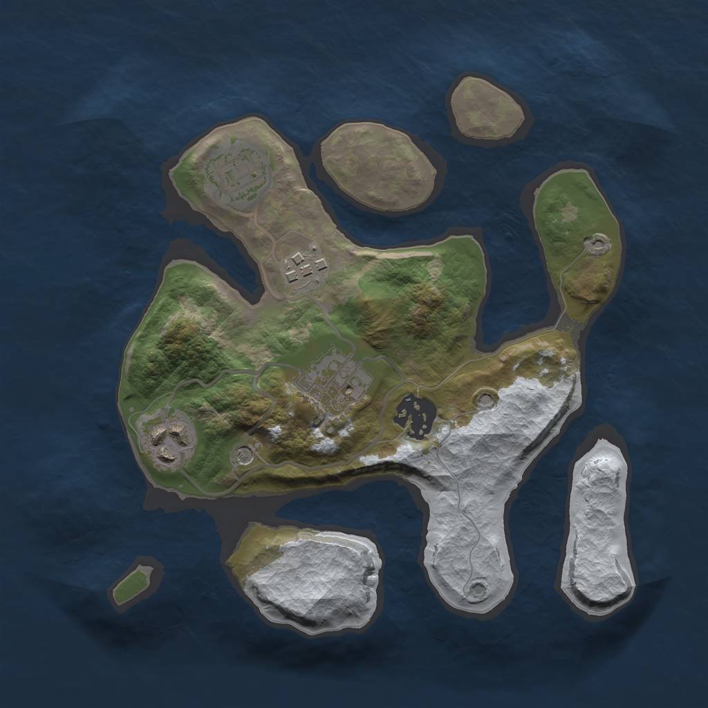 Rust Map: Barren, Size: 2500, Seed: 5562608, 8 Monuments