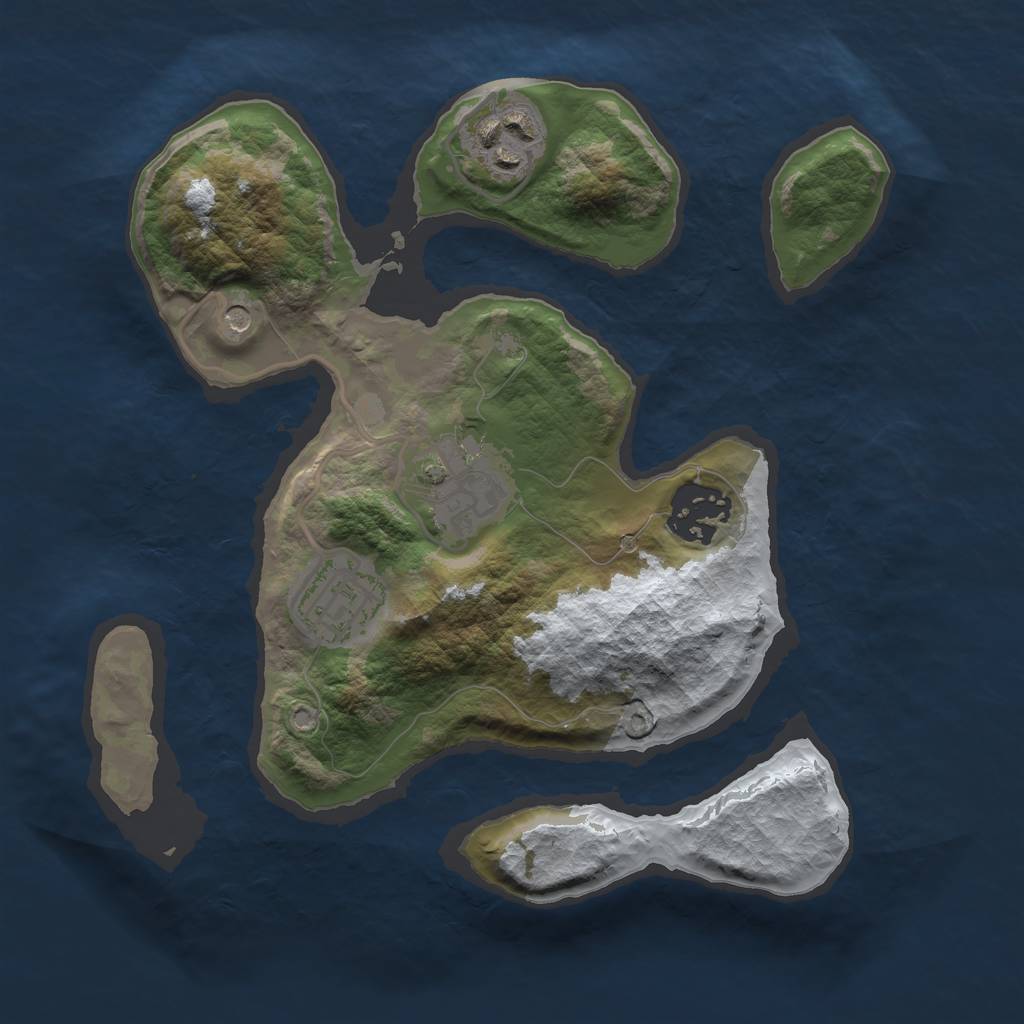 Rust Map: Barren, Size: 2500, Seed: 1584992, 7 Monuments